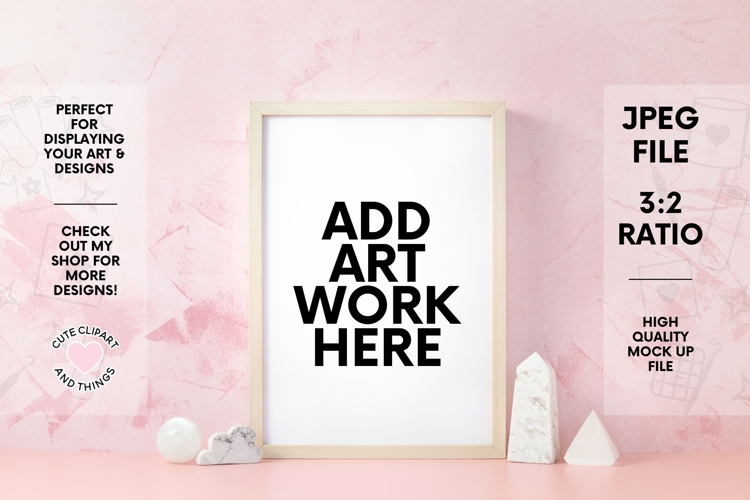 Frame Mock Up | Cute Pink Crystal Wall Art Mock Up