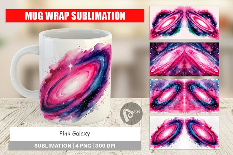 Mug Wrap Design Pink Galaxy