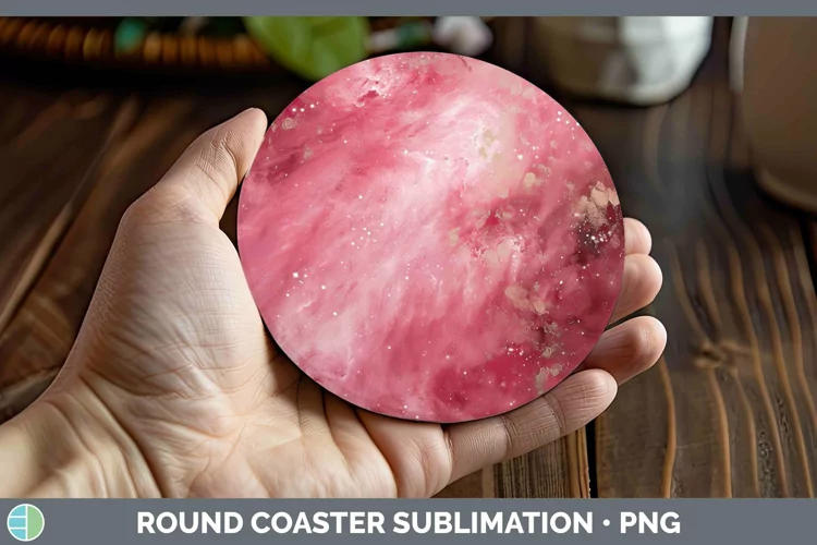 Pink Galaxy Round Coaster Sublimation Coaster Designs