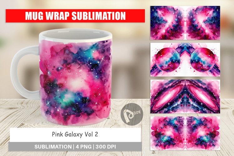 Mug Wrap Design Pink Galaxy