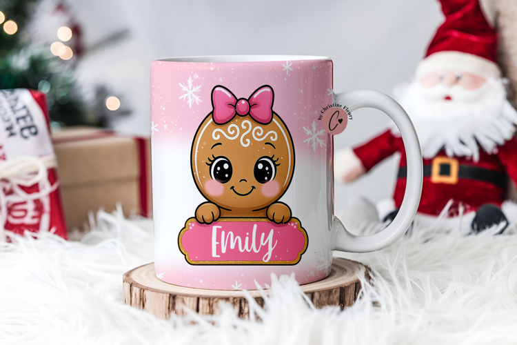 Pink Custom Christmas Gingerbread Mug Wrap