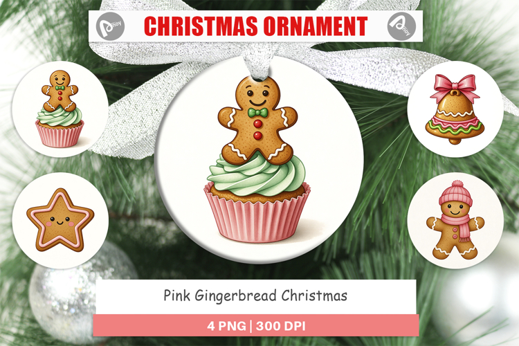 Pink Gingerbread Christmas Ornament