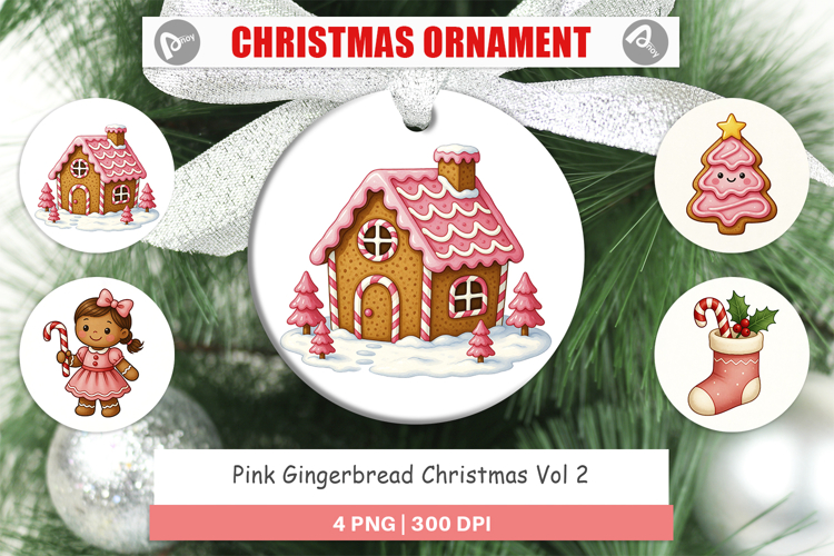Pink Gingerbread Christmas Ornament