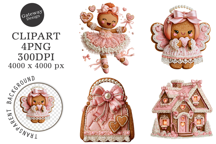 Pink Gingerbread Clipart example image 1