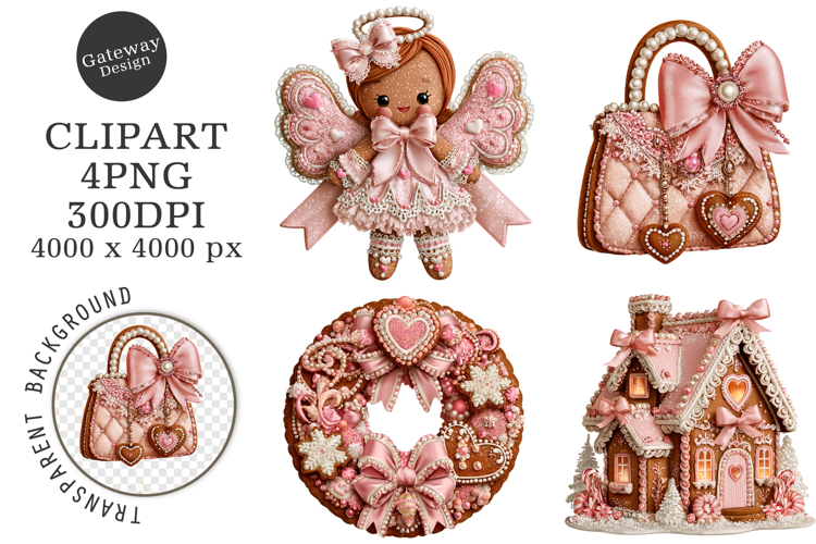 Pink Gingerbread Clipart example image 1