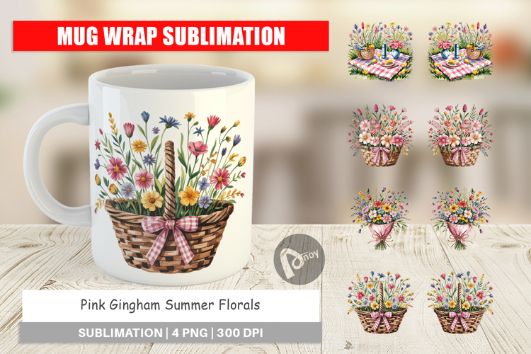 Mug Wrap Pink Gingham Summer