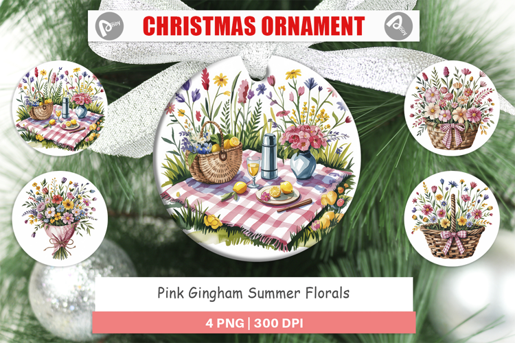 Ornament Pink Gingham Summer