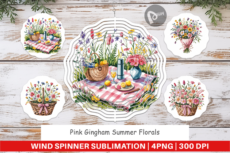 Wind Spinner Pink Gingham Summer