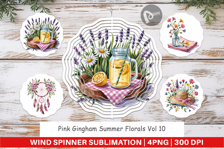 Wind Spinner Pink Gingham Summer