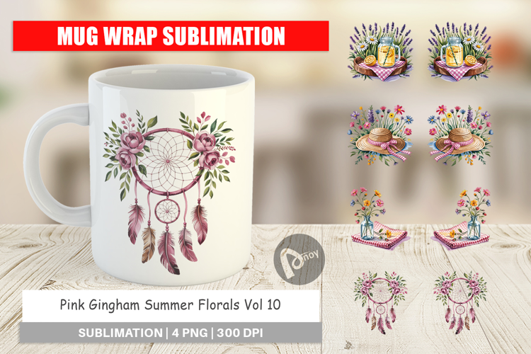 Mug Wrap Pink Gingham Summer