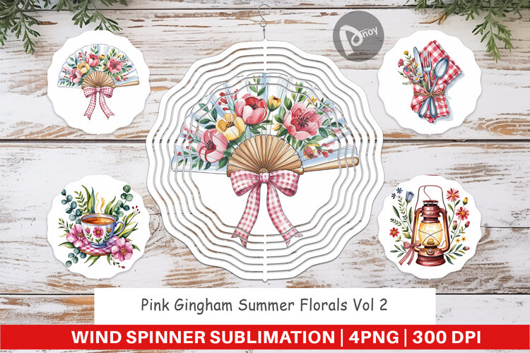 Wind Spinner Pink Gingham Summer example image 1