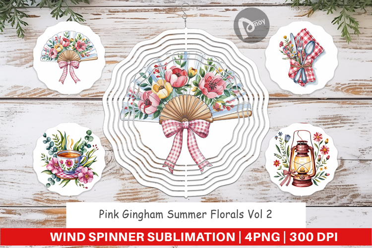 Wind Spinner Pink Gingham Summer
