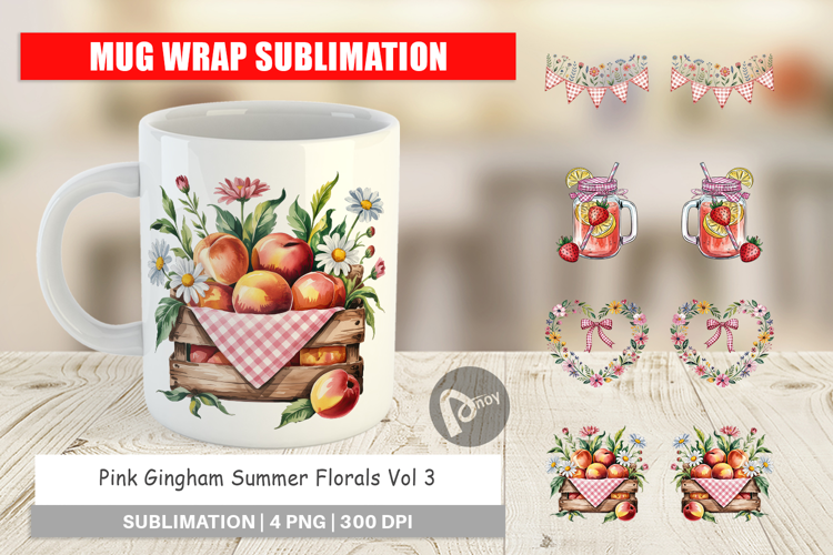 Mug Wrap Pink Gingham Summer