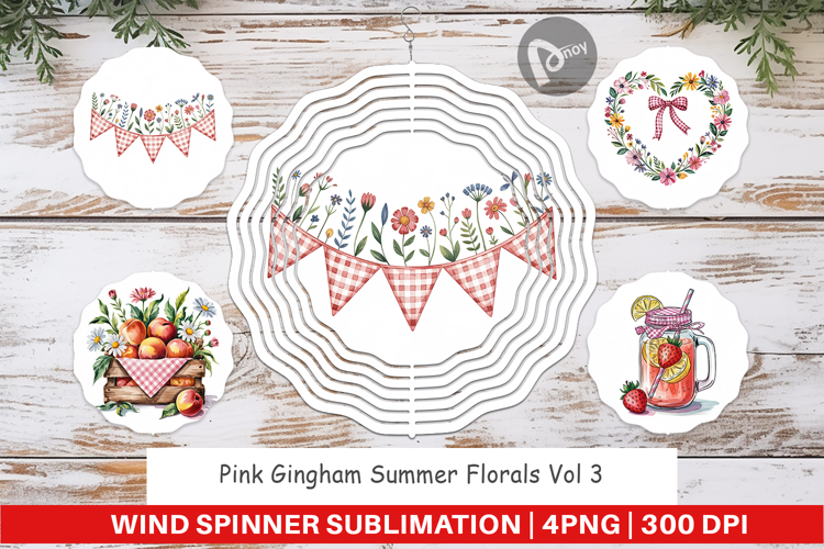 Wind Spinner Pink Gingham Summer
