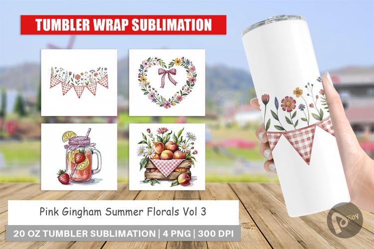 Tumbler Pink Gingham Summer