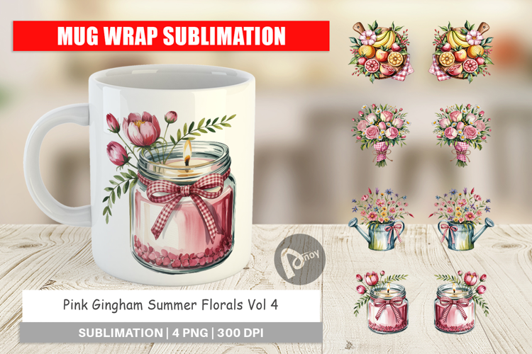 Mug Wrap Pink Gingham Summer