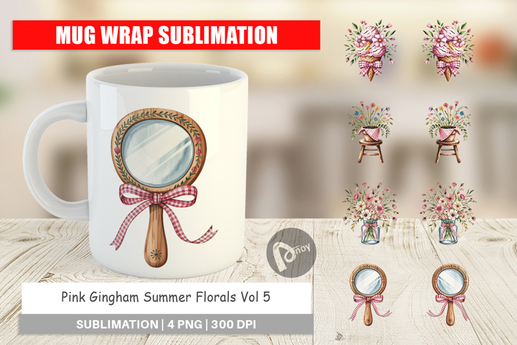 Mug Wrap Pink Gingham Summer