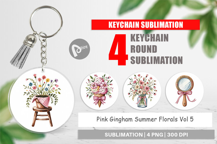 Keychain Pink Gingham Summer example image 1