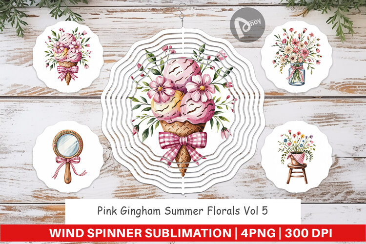 Wind Spinner Pink Gingham Summer example image 1