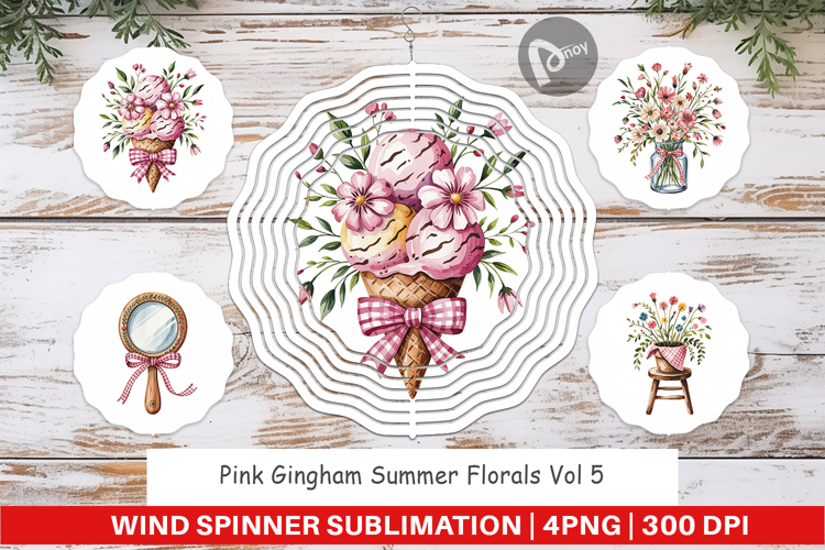 Wind Spinner Pink Gingham Summer