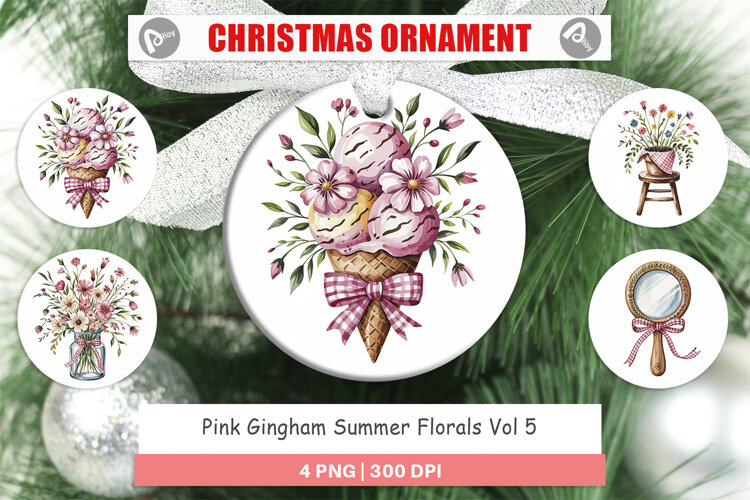 Ornament Pink Gingham Summer example image 1