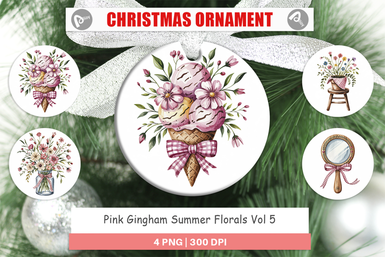 Ornament Pink Gingham Summer