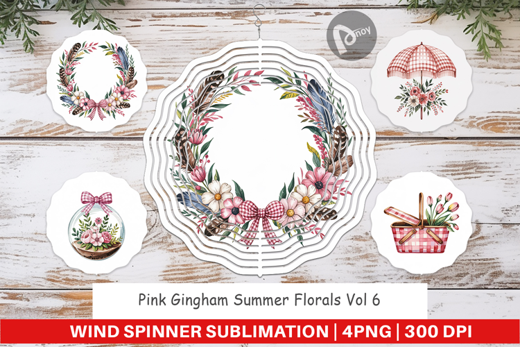 Wind Spinner Pink Gingham Summer