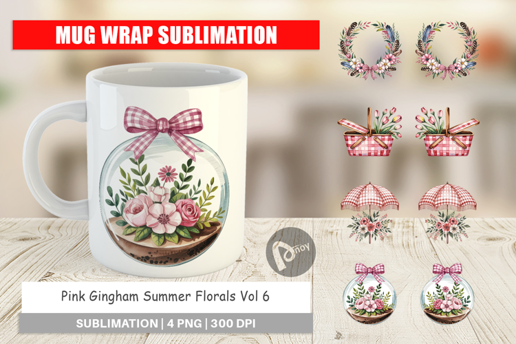 Mug Wrap Pink Gingham Summer