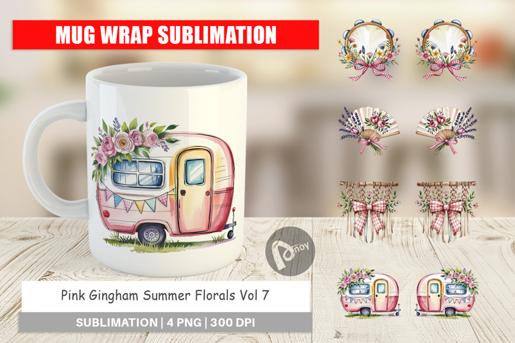 Mug Wrap Pink Gingham Summer