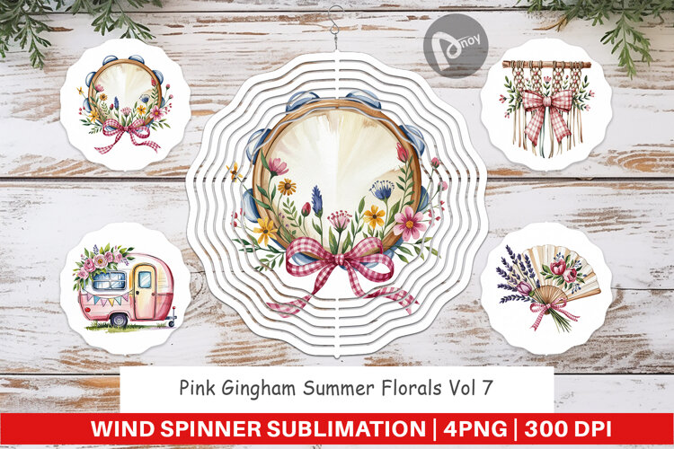 Wind Spinner Pink Gingham Summer example image 1