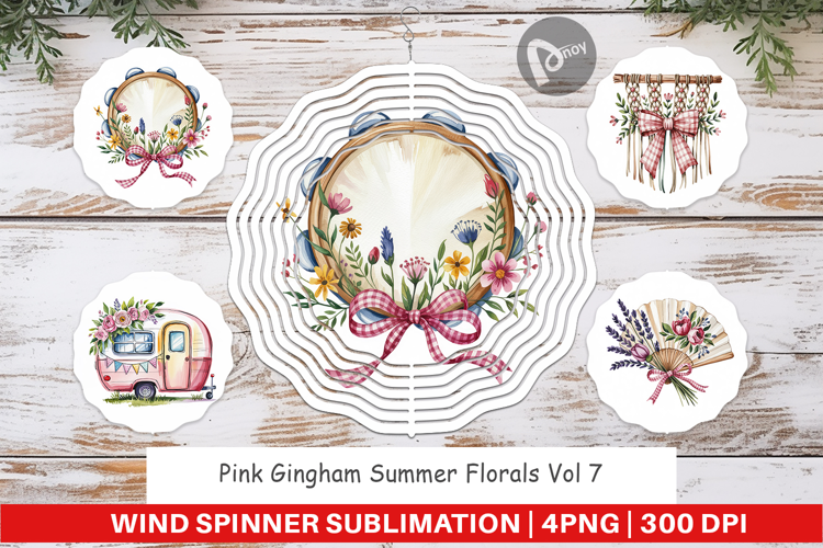 Wind Spinner Pink Gingham Summer