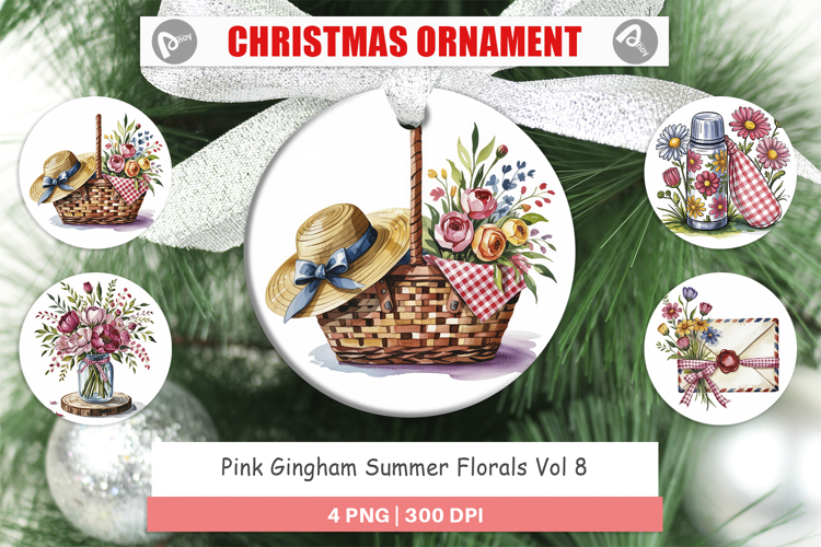 Ornament Pink Gingham Summer