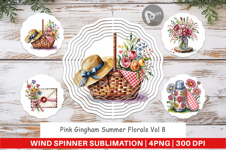 Wind Spinner Pink Gingham Summer