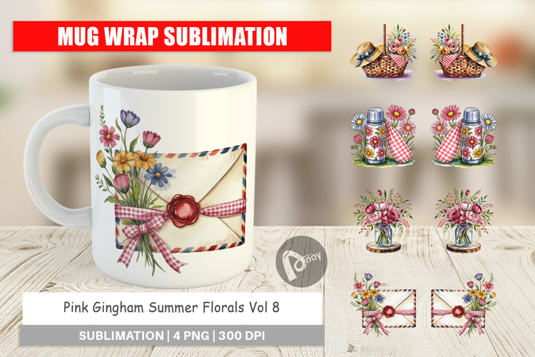 Mug Wrap Pink Gingham Summer