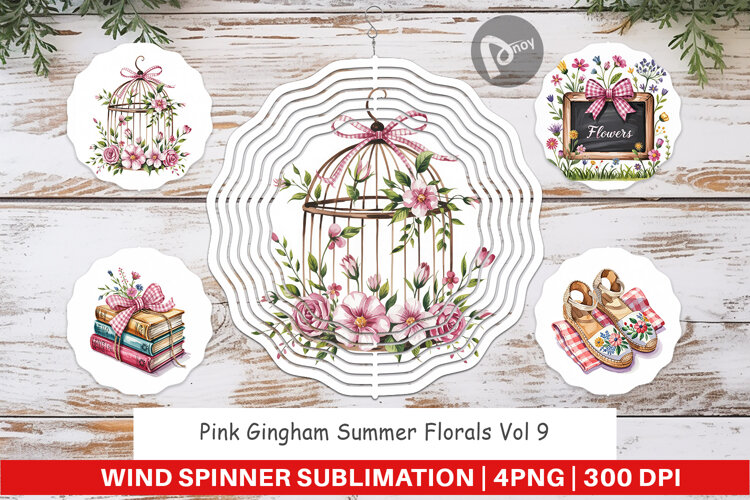 Wind Spinner Pink Gingham Summer example image 1