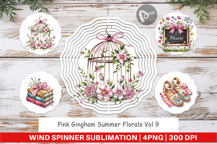 Wind Spinner Pink Gingham Summer
