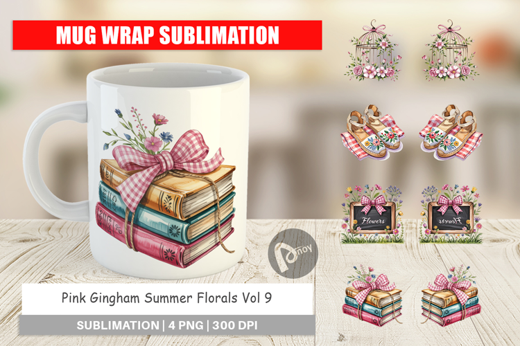 Mug Wrap Pink Gingham Summer
