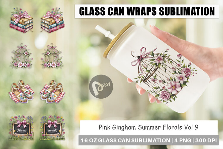 Glass Can Pink Gingham Summer example image 1