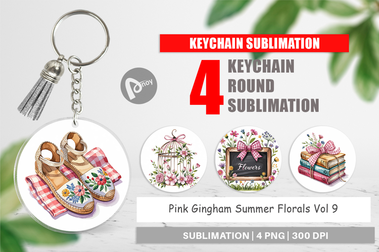 Keychain Pink Gingham Summer