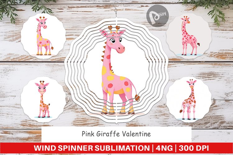 Wind Spinner Pink Giraffe Valentine example image 1