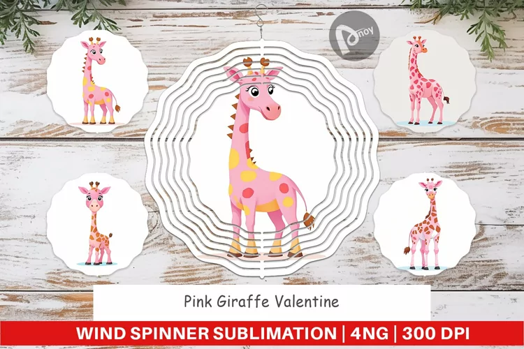 Wind Spinner Pink Giraffe Valentine