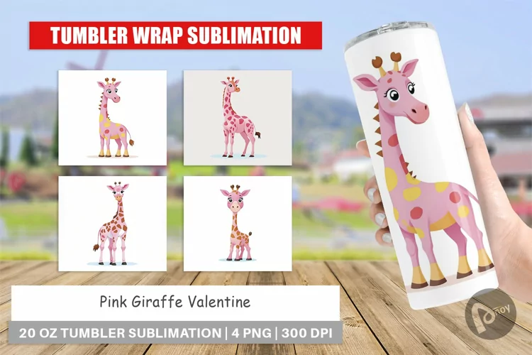 Tumbler Pink Giraffe Valentine