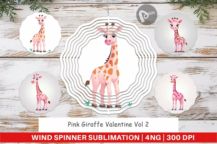 Wind Spinner Pink Giraffe Valentine