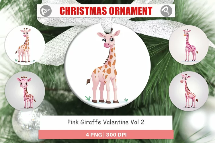 Ornament Pink Giraffe Valentine