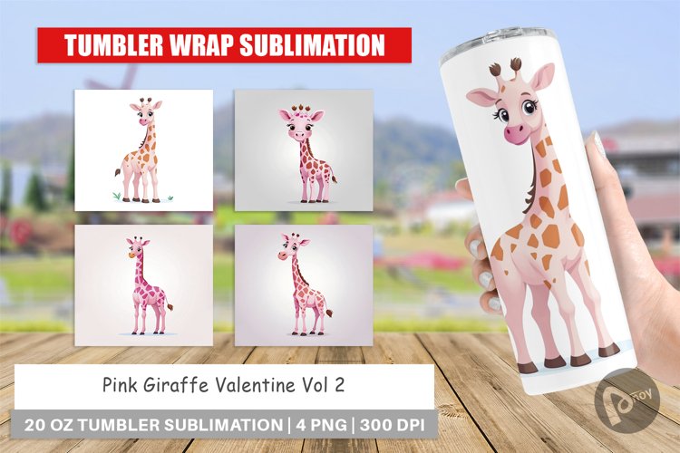 Tumbler Pink Giraffe Valentine example image 1