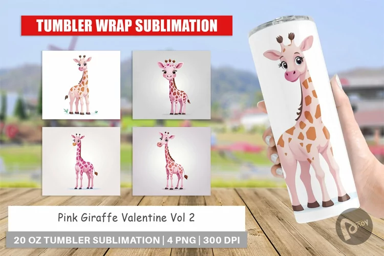 Tumbler Pink Giraffe Valentine
