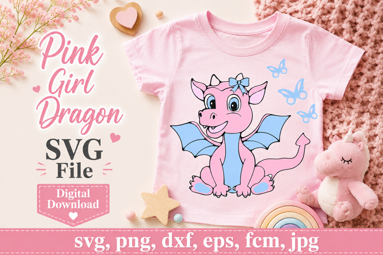 Girl dragon svg, Fantasy animal nursery svg cut file
