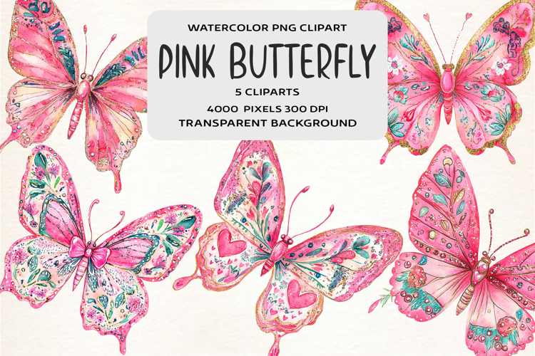 Pink Girly Butterfly Clipart