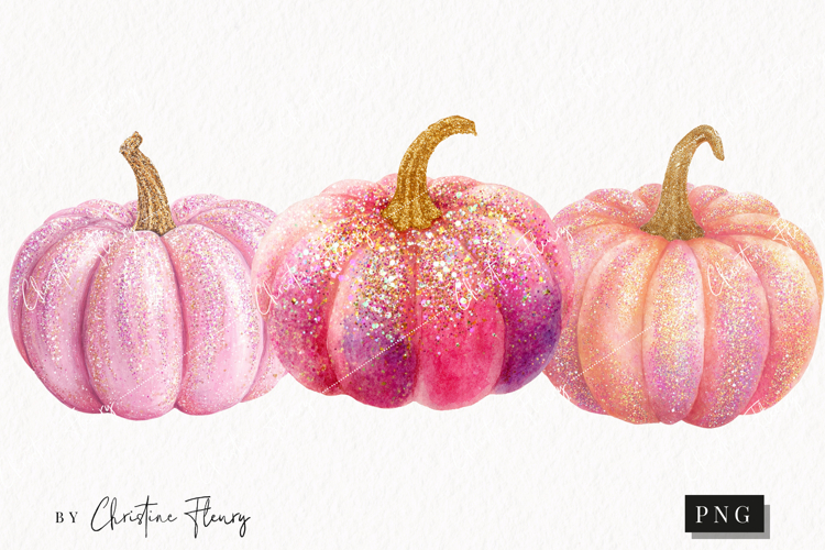 Pink Glitter Pumpkin | Fall Png