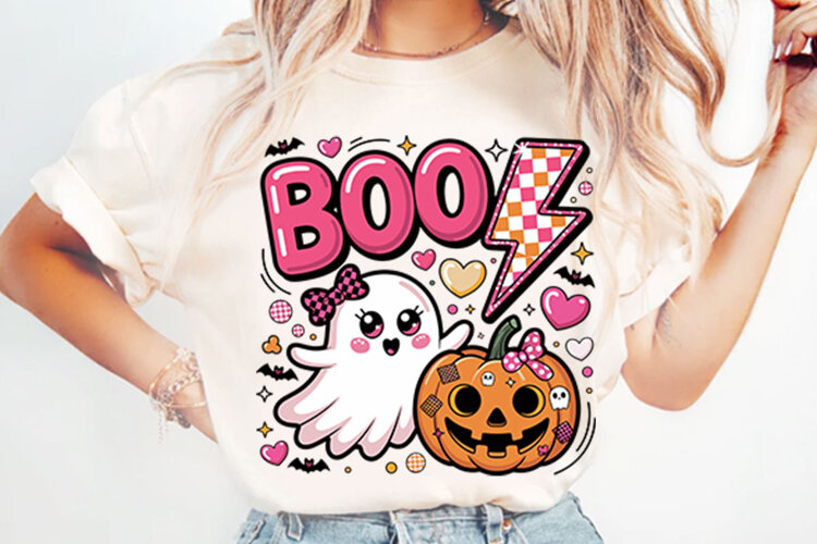 Pink Halloween Ghost Pumpkin example image 1